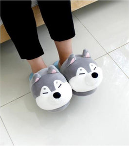 Husky and Shiba Inu Love Warm Indoor SlippersFootwear