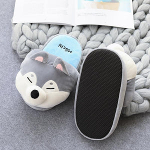 Husky and Shiba Inu Love Warm Indoor SlippersFootwear