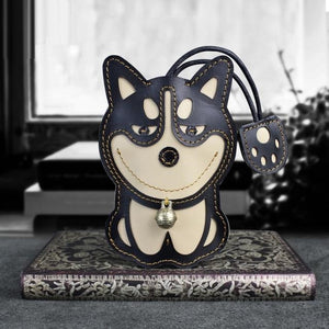 Husky Love Large Genuine Leather Keychains-Accessories-Accessories, Dogs, Keychain, Siberian Husky-Black - Polished Leather-12