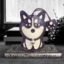 Load image into Gallery viewer, Husky Love Large Genuine Leather Keychains-Accessories-Accessories, Dogs, Keychain, Siberian Husky-Purple - Engraved Leather-22