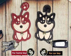 Husky Love Large Genuine Leather Keychains-Accessories-Accessories, Dogs, Keychain, Siberian Husky-3
