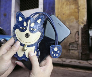 Husky Love Large Genuine Leather Keychains-Accessories-Accessories, Dogs, Keychain, Siberian Husky-4