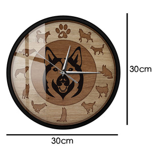 Husky Love Wooden Texture Wall Clock-Home Decor-Dogs, Home Decor, Siberian Husky, Wall Clock-11
