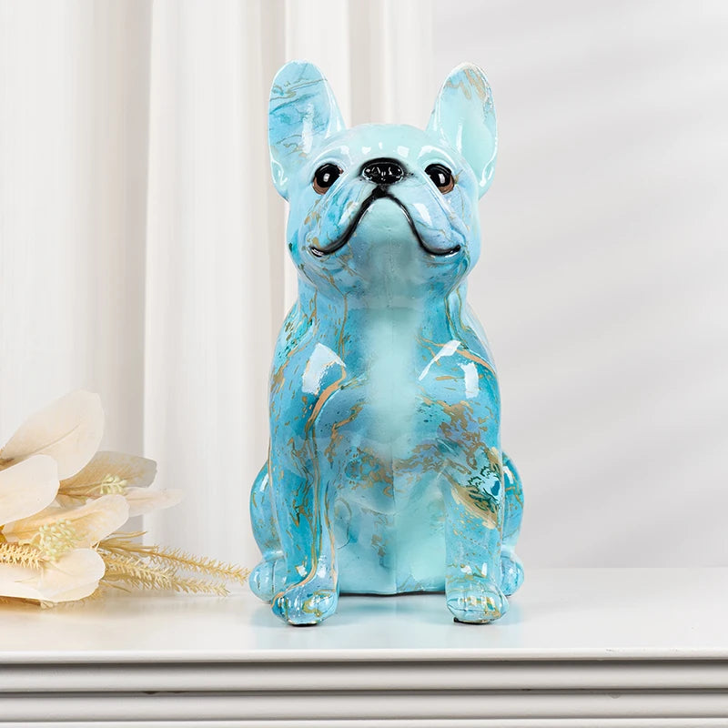 Hydro Drip Art Blue French Bulldog Statue