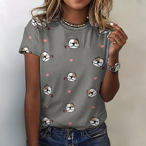 Infinite American Bully Love All Over Print Women's Cotton T-Shirt -4 Colors-Apparel-American Bully, Apparel, Shirt, T Shirt-2XS-Gray-11