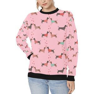 Kissing Dachshunds Love Women's Sweatshirt-Apparel-Apparel, Dachshund, Sweatshirt-Pink-XS-1