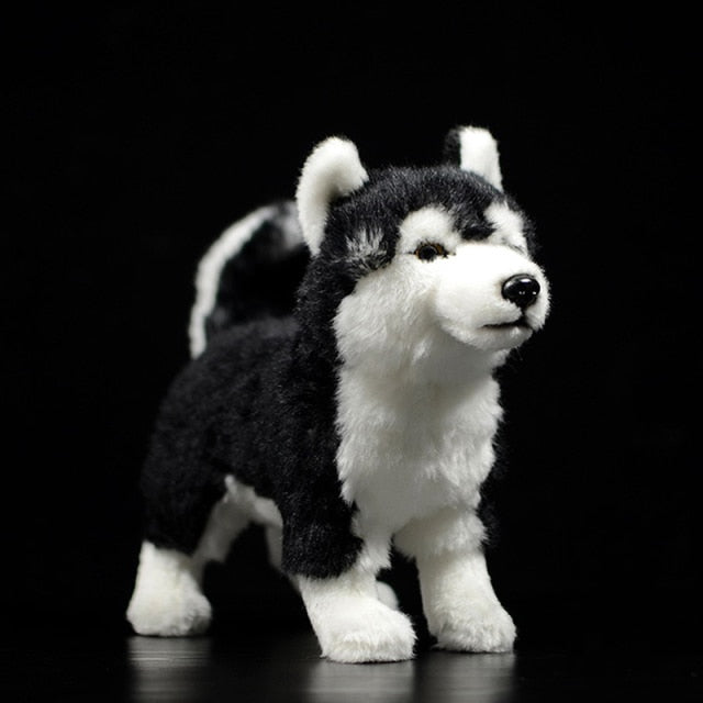 Lifelike Standing Husky Stuffed Animal Plush Toys - Silver, Black & Br