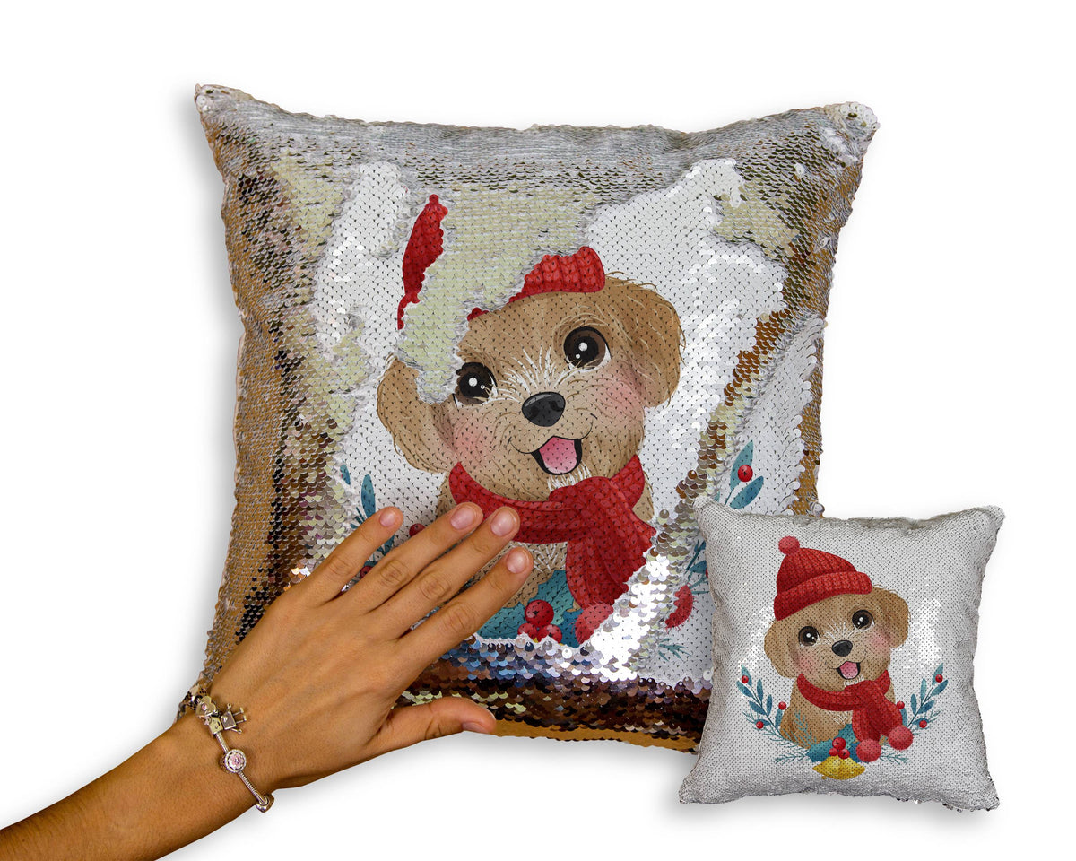 Merry Goldendoodle Christmas Sequinned Pillowcases 10 Colors
