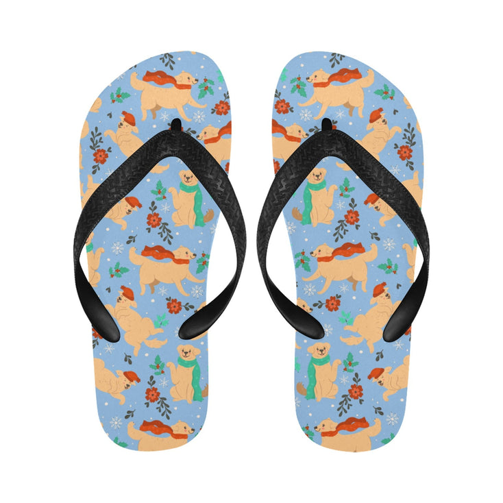 Merry Merry Golden Retriever Christmas Unisex Slippers-11