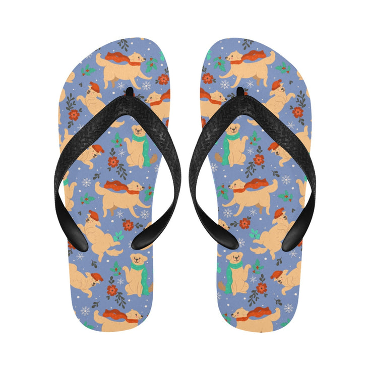 Merry Merry Golden Retriever Christmas Unisex Slippers-14