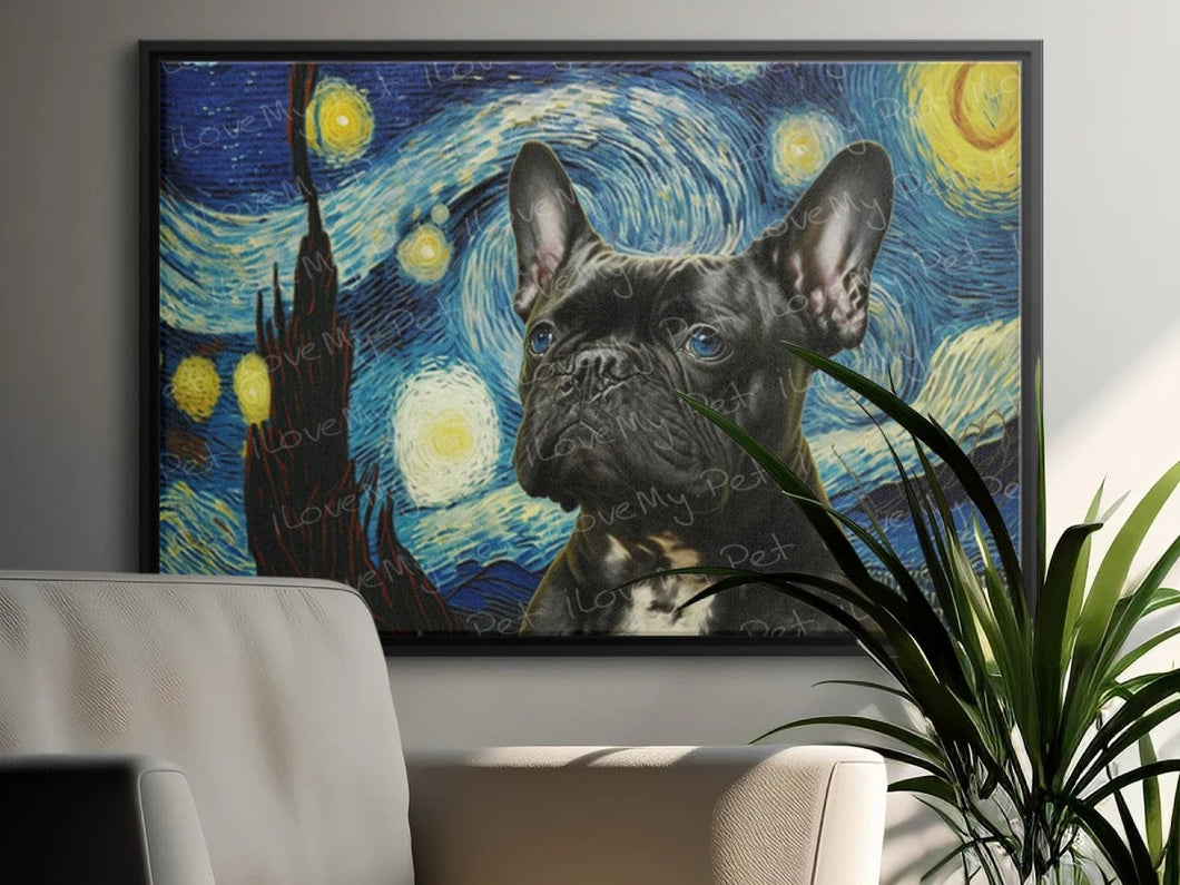 Milky Way Marvel Black Frenchie Wall Art Poster-Art-Dog Art, Dog Dad Gifts, Dog Mom Gifts, French Bulldog, Home Decor, Poster-Light Canvas-Tiny - 8x10