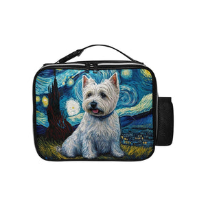 Milky Way West Highland Terrier Leather Lunch Bag-Accessories-Bags, Dog Dad Gifts, Dog Mom Gifts, Lunch Bags, West Highland Terrier-Black-ONE SIZE-1