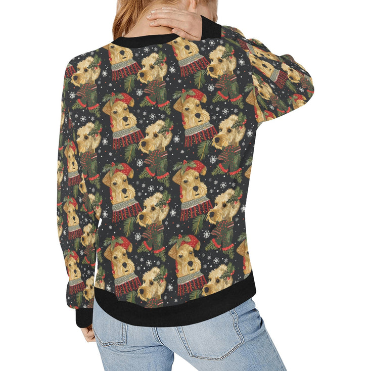 Mistletoe and Muzzles Airedale Terriers Christmas Sweatshirt for Women-Apparel-Airedale Terrier, Apparel, Christmas, Dog Mom Gifts, Sweatshirt-2