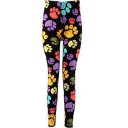 Mom and Daughter Matching Colorful Paw Print LeggingsApparel