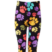 Mom and Daughter Matching Colorful Paw Print LeggingsApparel