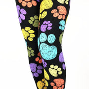 Mom and Daughter Matching Colorful Paw Print LeggingsApparel