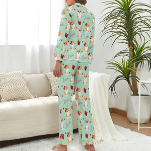 My Corgi My Love Pajamas Set for Women-Pajamas-Apparel, Corgi, Pajamas-S-PaleTurquoise-10