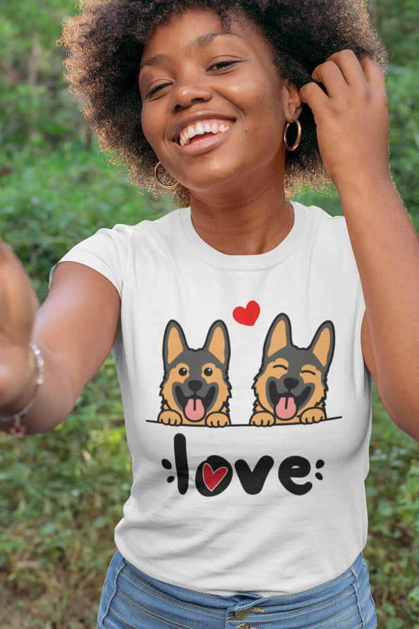 My German Shepherd My Biggest Love Women's Cotton T-shirt-Apparel-Apparel, Shirt, T Shirt-1