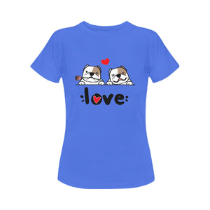 My Piebald American Bully My Biggest Love Women's Cotton T-Shirt-Apparel-Apparel, Shirt, T Shirt-10
