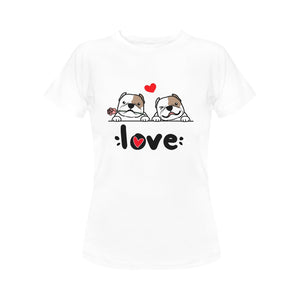 My Piebald American Bully My Biggest Love Women's Cotton T-Shirt-Apparel-Apparel, Shirt, T Shirt-3
