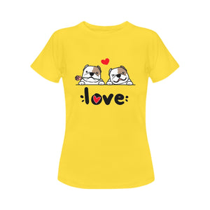 My Piebald American Bully My Biggest Love Women's Cotton T-Shirt-Apparel-Apparel, Shirt, T Shirt-7