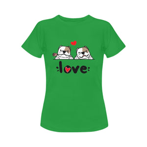 My Piebald American Bully My Biggest Love Women's Cotton T-Shirt-Apparel-Apparel, Shirt, T Shirt-9
