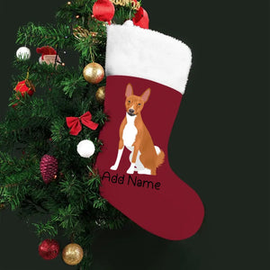 Personalized Basenji Large Christmas Stocking-Christmas Ornament-Basenji, Christmas, Home Decor, Personalized-Large Christmas Stocking-Christmas Red-One Size-2