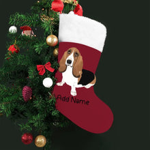 Load image into Gallery viewer, Personalized Basset Hound Large Christmas Stocking-Christmas Ornament-Basset Hound, Christmas, Home Decor, Personalized-Large Christmas Stocking-Christmas Red-One Size-2