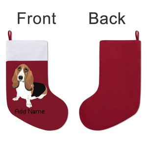 Personalized Basset Hound Large Christmas Stocking-Christmas Ornament-Basset Hound, Christmas, Home Decor, Personalized-Large Christmas Stocking-Christmas Red-One Size-3