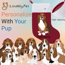 Load image into Gallery viewer, Personalized Basset Hound Large Christmas Stocking-Christmas Ornament-Basset Hound, Christmas, Home Decor, Personalized-Large Christmas Stocking-Christmas Red-One Size-1