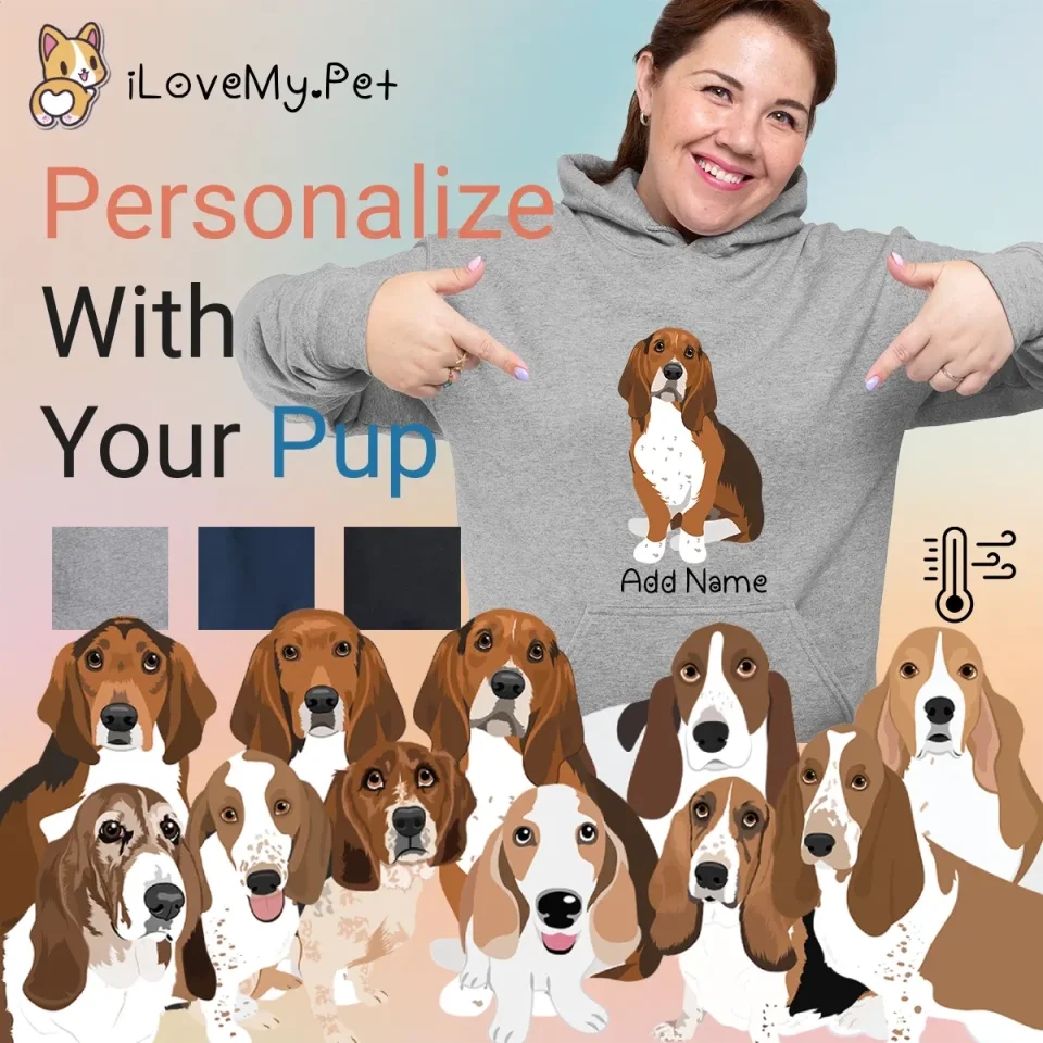 iLoveMy.Pet Personalized Basset Hound Love Women s Warm Hoodie Sweatshirt Women s Warm Hoodie Sweatshirt Gray M