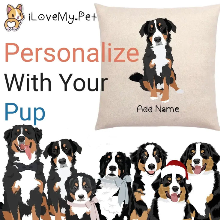 Personalized Bernese Mountain Dog Linen Pillowcase-Linen Pillow Case-Cotton-Linen-16"x16"