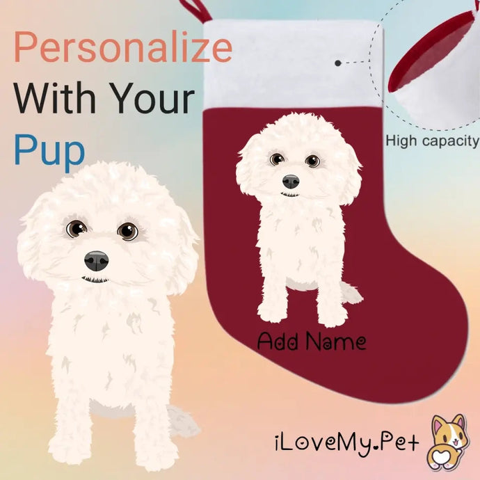 Personalized Bichon Frise Large Christmas Stocking-Christmas Ornament-Bichon Frise, Christmas, Home Decor, Personalized-Large Christmas Stocking-Christmas Red-One Size-1