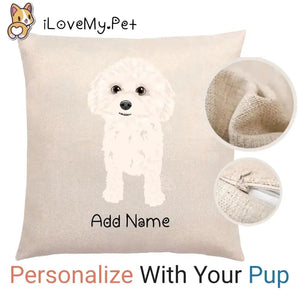Personalized Bichon Frise Linen Pillowcase-Home Decor-Bichon Frise, Dog Dad Gifts, Dog Mom Gifts, Home Decor, Personalized, Pillows-Linen Pillow Case-Cotton-Linen-12"x12"-1