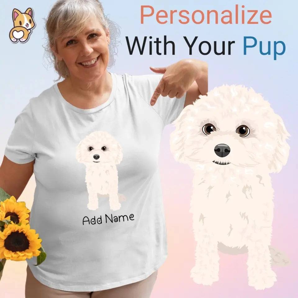 Personalized Bichon Frise Mom T Shirt for Women-Customizer-Apparel, Bichon Frise, Dog Mom Gifts, Personalized, Shirt, T Shirt-Modal T-Shirts-White-XL-1