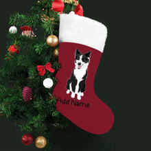 Load image into Gallery viewer, Personalized Border Collie Large Christmas Stocking-Christmas Ornament-Border Collie, Christmas, Home Decor, Personalized-Large Christmas Stocking-Christmas Red-One Size-2