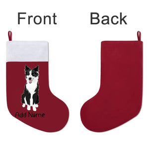Personalized Border Collie Large Christmas Stocking-Christmas Ornament-Border Collie, Christmas, Home Decor, Personalized-Large Christmas Stocking-Christmas Red-One Size-3