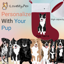 Load image into Gallery viewer, Personalized Border Collie Large Christmas Stocking-Christmas Ornament-Border Collie, Christmas, Home Decor, Personalized-Large Christmas Stocking-Christmas Red-One Size-1