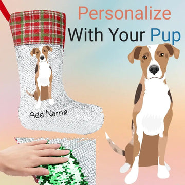 Personalized Catahoula Shiny Sequin Christmas Stocking-Christmas Ornament-Catahoula, Christmas, Home Decor, Personalized-Sequinned Christmas Stocking-Sequinned Silver White-One Size-1