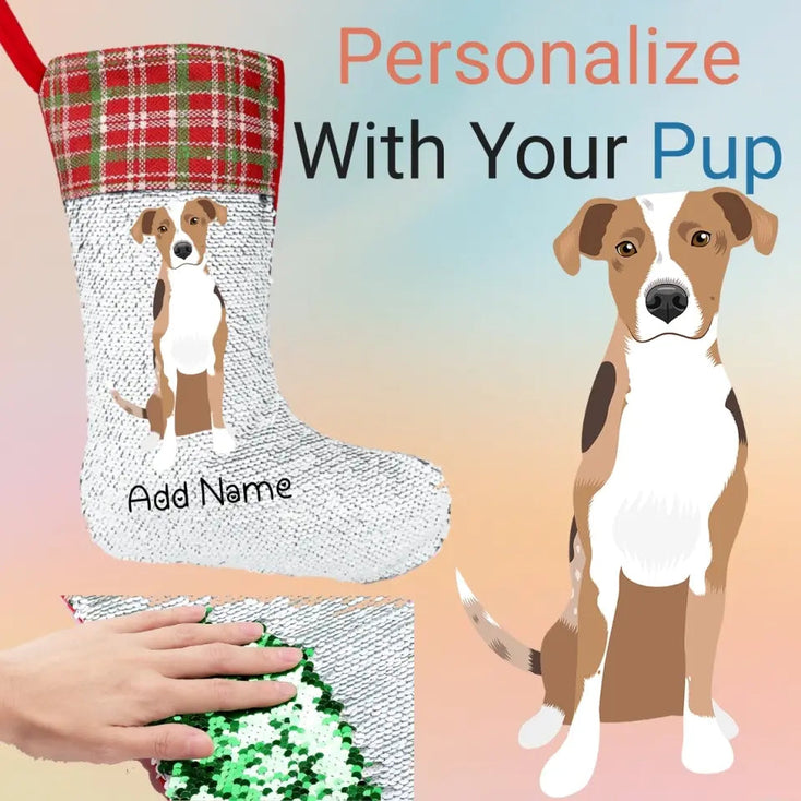 Personalized Catahoula Shiny Sequin Christmas Stocking-Christmas Ornament-Catahoula, Christmas, Home Decor, Personalized-Sequinned Christmas Stocking-Sequinned Silver White-One Size-1
