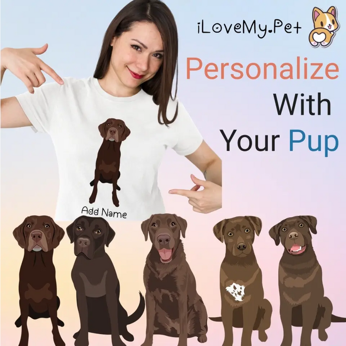 Personalized Chocolate Lab Mom T Shirt for Women-Customizer-Apparel, Chocolate Labrador, Dog Mom Gifts, Labrador, Personalized, Shirt, T Shirt-Modal T-Shirts-White-XL-1