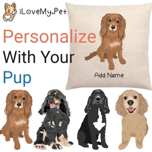 Personalized Cocker Spaniel Linen Pillowcase-Home Decor-Cocker Spaniel, Dog Dad Gifts, Dog Mom Gifts, Home Decor, Personalized, Pillows-Linen Pillow Case-Cotton-Linen-12"x12"-1