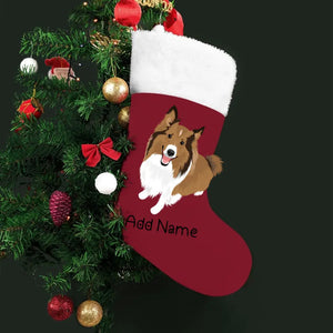 Personalized Collie / Sheltie Large Christmas Stocking-Christmas Ornament-Christmas, Home Decor, Personalized, Rough Collie, Shetland Sheepdog-Large Christmas Stocking-Christmas Red-One Size-2