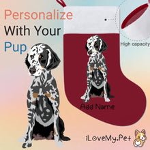 Load image into Gallery viewer, Personalized Dalmatian Large Christmas Stocking-Christmas Ornament-Christmas, Dalmatian, Home Decor, Personalized-Large Christmas Stocking-Christmas Red-One Size-1