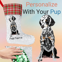 Load image into Gallery viewer, Personalized Dalmatian Shiny Sequin Christmas Stocking-Christmas Ornament-Christmas, Dalmatian, Home Decor, Personalized-Sequinned Christmas Stocking-Sequinned Silver White-One Size-1