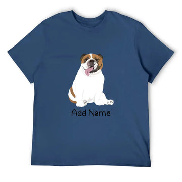 Personalized English Bulldog Dog Dad Cotton T Shirt-Apparel-Apparel, Dog Dad Gifts, English Bulldog, Personalized, Shirt, T Shirt-Men's Cotton T Shirt-Navy Blue-Medium-12