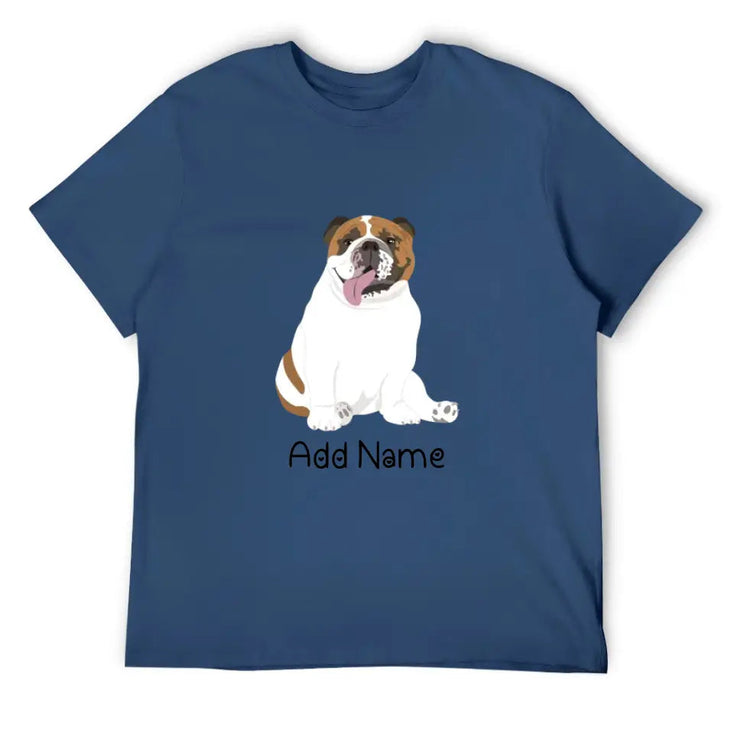 Personalized English Bulldog Dog Dad Cotton T Shirt-Apparel-Apparel, Dog Dad Gifts, English Bulldog, Personalized, Shirt, T Shirt-Men's Cotton T Shirt-Navy Blue-Medium-12
