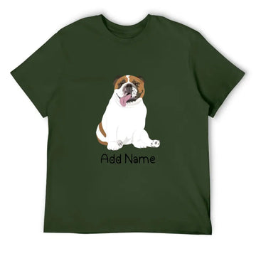 Personalized English Bulldog Dog Dad Cotton T Shirt-Apparel-Apparel, Dog Dad Gifts, English Bulldog, Personalized, Shirt, T Shirt-Men's Cotton T Shirt-Army Green-Medium-17