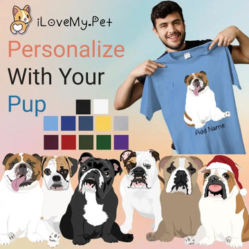 Personalized English Bulldog Dog Dad Cotton T Shirt-Apparel-Apparel, Dog Dad Gifts, English Bulldog, Personalized, Shirt, T Shirt-1