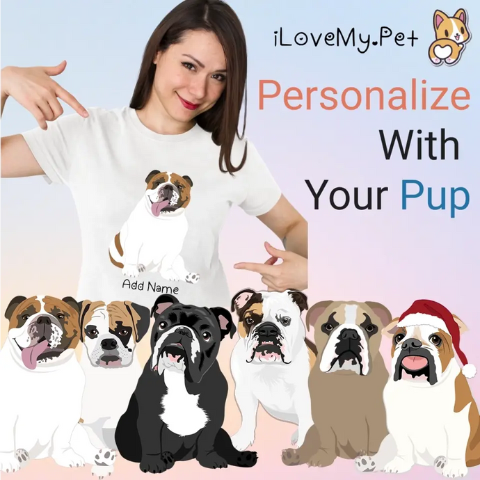 Personalized English Bulldog Mom T Shirt for Women-Customizer-Apparel, Dog Mom Gifts, English Bulldog, Personalized, Shirt, T Shirt-1